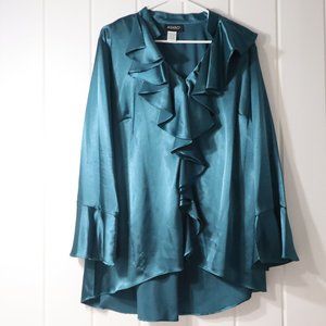 ASHRO Quinn Satin turquoise blue Top Size 1X